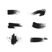 Black abstract paint Brush Stroke Set on white background Each with Unique Style vector