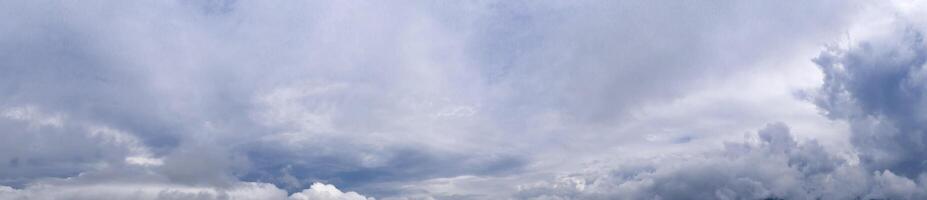 Panoramic view of blue sky with stormy clouds photo