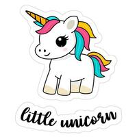 linda dibujos animados personaje pequeño unicornio. impresión para bebé ducha vector