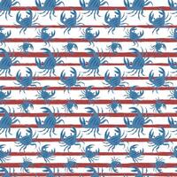 Ocean crabs seamless pattern on strip background vector