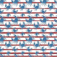 Ocean crabs seamless pattern on strip background vector