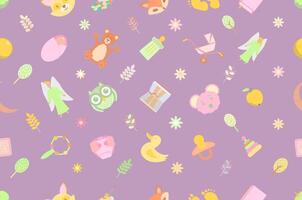 Stylish seamless patterns with funny cartoon vector