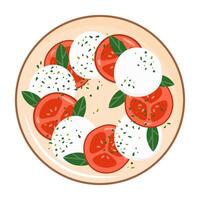 Caprese salad with mozzarella and tomato and basil vector