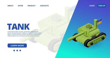 Web template with a tank. Vector