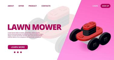 Web template with a robot lawn mower. Vector