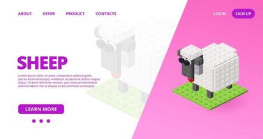 Web template with a sheep. Vector