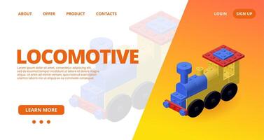 Web template with a locomotive. Vector