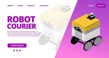 Web template with a robot courier. Vector