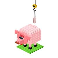 Pig breeding concept on white background. Vector