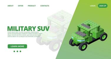 Web template with a military SUV. Vector