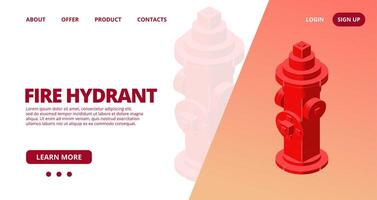 Web template with a fire hydrant. Vector