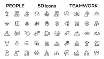 People and teamwork line icons collection. Big icon set in a flat design. Thin outline icons pack vector