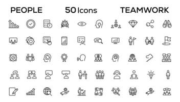 People and teamwork line icons collection. Big icon set in a flat design. Thin outline icons pack vector