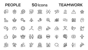 People and teamwork line icons collection. Big icon set in a flat design. Thin outline icons pack vector