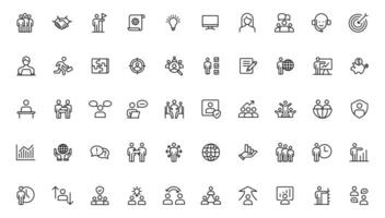 People and teamwork line icons collection. Big icon set in a flat design. Thin outline icons pack vector