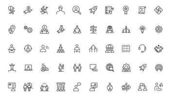 People and teamwork line icons collection. Big icon set in a flat design. Thin outline icons pack vector