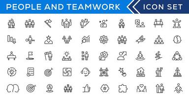 People and teamwork line icons collection. Big icon set in a flat design. Thin outline icons pack vector