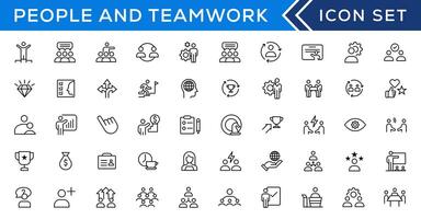 People and teamwork line icons collection. Big icon set in a flat design. Thin outline icons pack vector