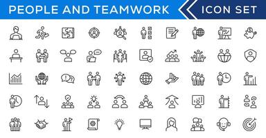 People and teamwork line icons collection. Big icon set in a flat design. Thin outline icons pack vector