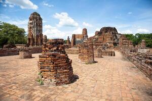 Wat Mahathat ancient at historical park at Ayutthaya Historical Park, Phra Nakhon Si Ayutthaya Province, Thailand photo