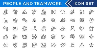 People and teamwork line icons collection. Big icon set in a flat design. Thin outline icons pack vector