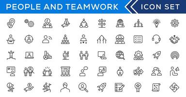 People and teamwork line icons collection. Big icon set in a flat design. Thin outline icons pack vector