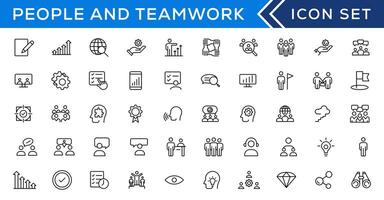 People and teamwork line icons collection. Big icon set in a flat design. Thin outline icons pack vector