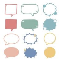 collection set of hand draw colorful pastel color speech bubble balloon, think, speak, talk, text box, banner, flat design vector illustration