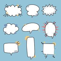 collection set of speech bubble balloon, think speak talk text box banner, flat design vector illustration