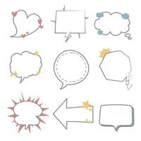 collection set of speech bubble balloon, think speak talk text box banner, flat design vector illustration