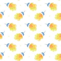 Colorful seamless pattern with yellow hydrangea in flat style. Pattern with flowers and dots vector