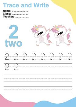 Trace and write number for children. Exercise for children to recognize the number. vector