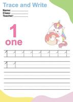 Trace and write number for children. Exercise for children to recognize the number. vector