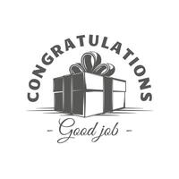 Congratulation label isolated on white background vector