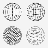 Globe grid spheres, Round and flatten globe element vector