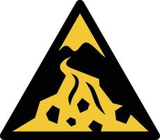 debris flow zone iso warning symbol vector