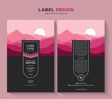 Coffee pouch packaging and tea label design, professional food sticker minimalist banner vector vintage tag.