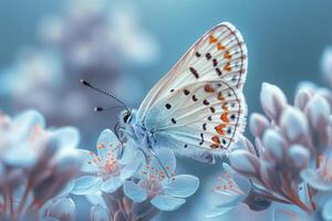 AI generated Blue butterfly on a flower. photo