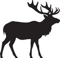 Elk Silhouette Vector Illustration White Background