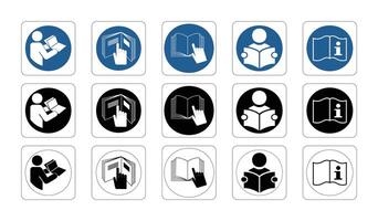 Set Of Refer To Instruction Manual Product Documentation Symbols vector