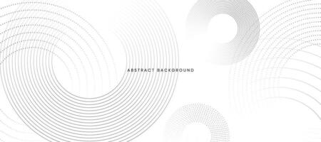 White abstract minimalist background with circle lines and dot pattern. vector