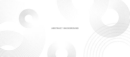 White abstract minimalist background with circle lines and dot pattern. vector