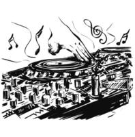 Drawing of the DJ set for party vector