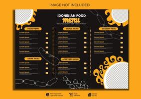 Food restaurant menu layout editable template, menu list cafe black modern template, list menu layout and food poster restaurant for dinner lunch breakfast menu template vector