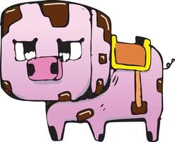 illustration of a square pig covered in mud vector