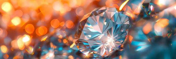 AI generated Beautiful and sparkling diamond crystals. A diamond shaped object with a colorful background photo