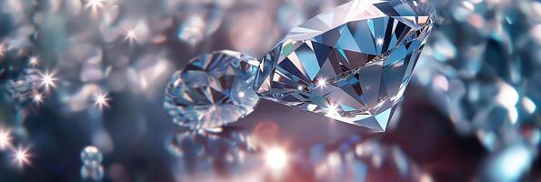 AI generated Beautiful and sparkling diamond crystals. A diamond shaped object with a colorful background photo