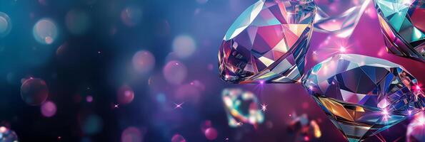 AI generated Beautiful and sparkling diamond crystals. A diamond shaped object with a colorful background photo