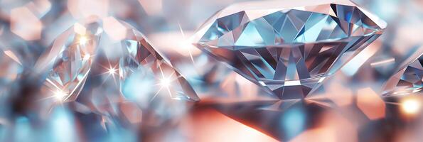 AI generated Beautiful and sparkling diamond crystals. A diamond shaped object with a colorful background photo