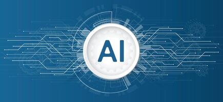 Artificial intelligence chipset on circuit board in futuristic concept technology artwork for web, banner, card, cover. Vector illustration